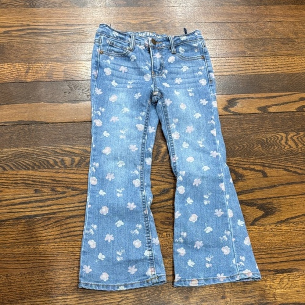 Wallflower girls Floral Blue flare Jeans size 6X